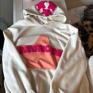 Women's Cream and Pink Hoodie